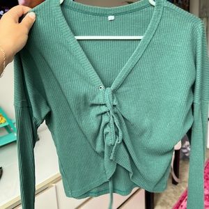 Long Sleeve Crop top tie front